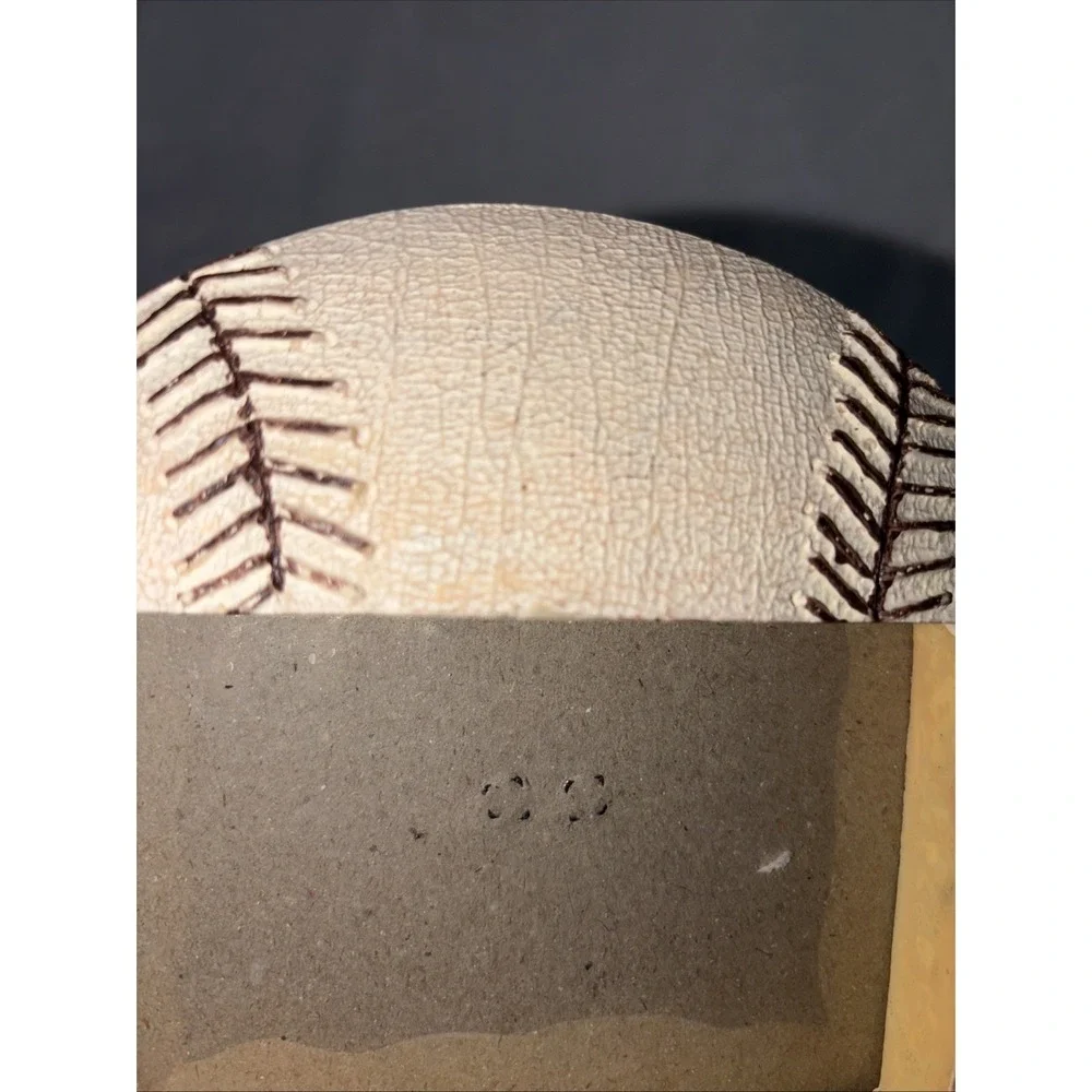 Vtg 3D Baseball Photo‎ Frame Weathered Look Red Laces Holds 3x3 Photo Easel Back